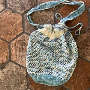 NWOT crocheted cross body bag hobo hippie carry all oversized drawstring bag
